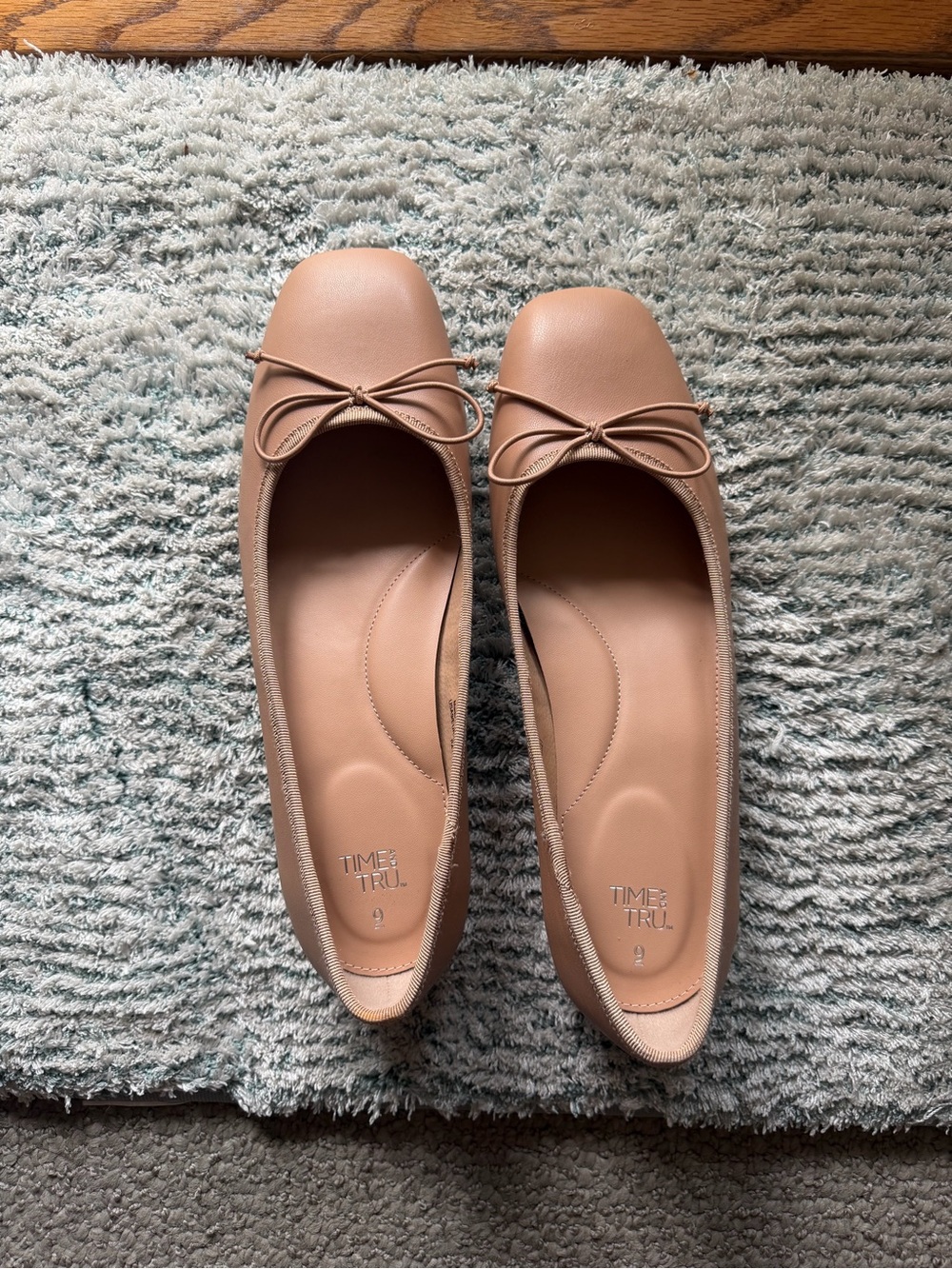 Time and Tru Blush nude/beige Ballet Flats with small heel size 9